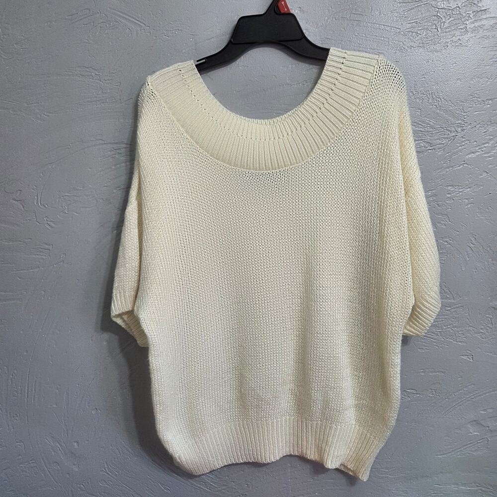 Worthington Woman's Vintage Off White short Sleeve Sweater size 18